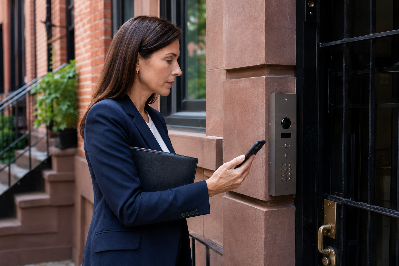 Licensed Brooklyn showing agent following authorized apartment building access instructions